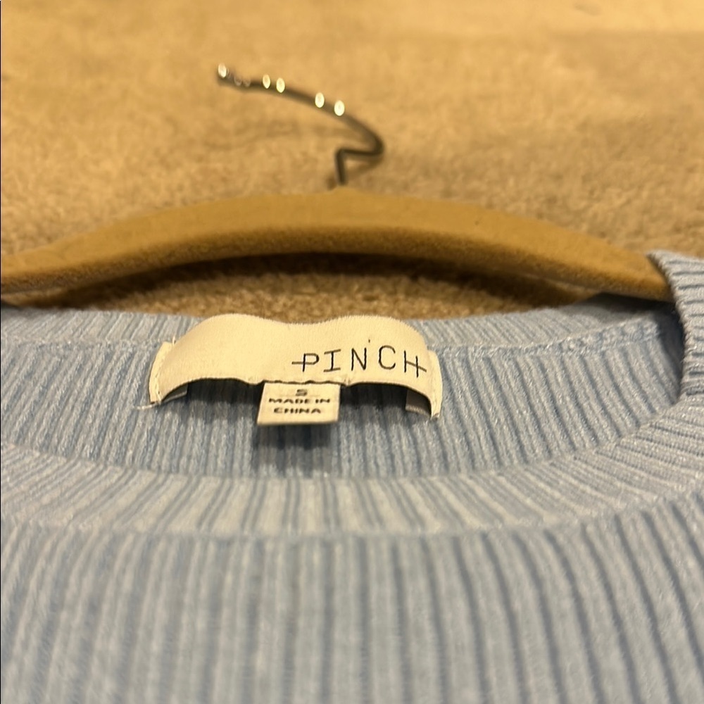 NWOT! Pinch Blue Crew Neck Sweater with Puff Sleeves - Picture 7 of 7